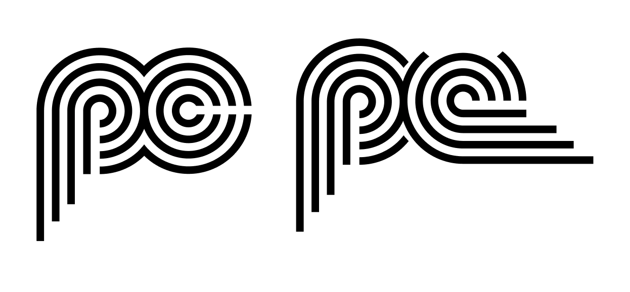 two versions of PC drawn with thin lines on white